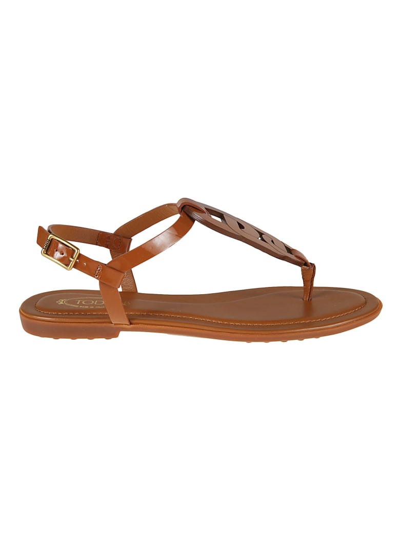 Tod's Side Buckled Flat Sandals - Mattone