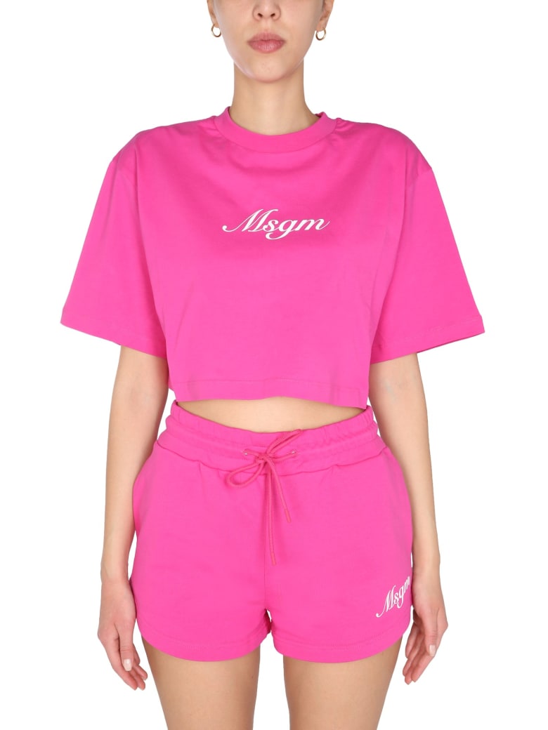 MSGM Cropped T-shirt - Fucsia