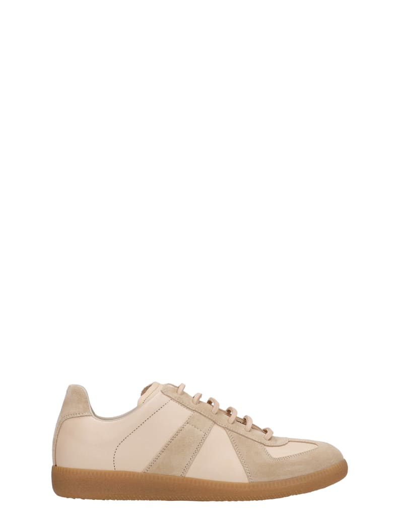 Maison Margiela Replica Sneakers In Powder Suede And Leather - powder