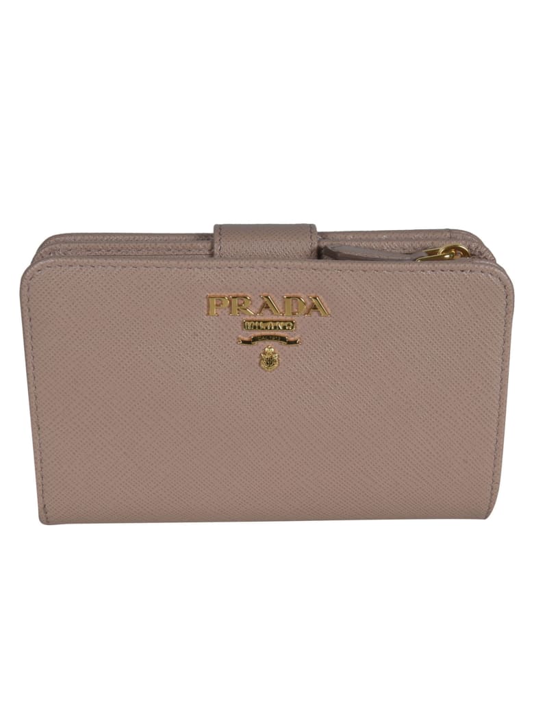 Prada Triangle Logo Snap Button Wallet - Cipria