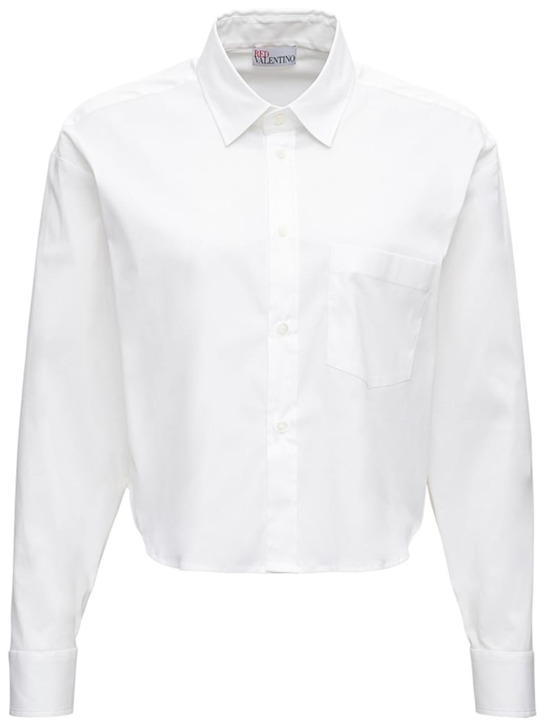 RED Valentino White Crop Shirt In Cotton Poplin - White