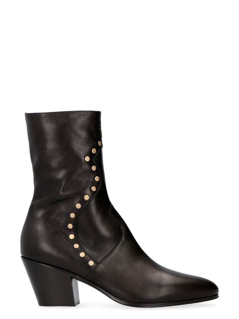 Celine Studded Leather Ankle Boots - black