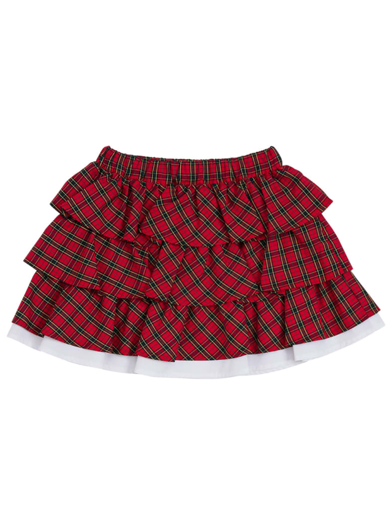 Philosophy di Lorenzo Serafini Kids Check Cotton Skirt With Flounces - Red
