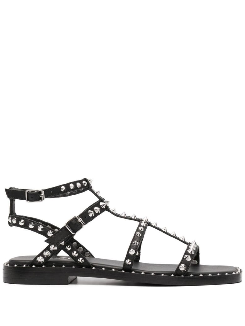 Ash Black Leather Sandals With Studs - Black