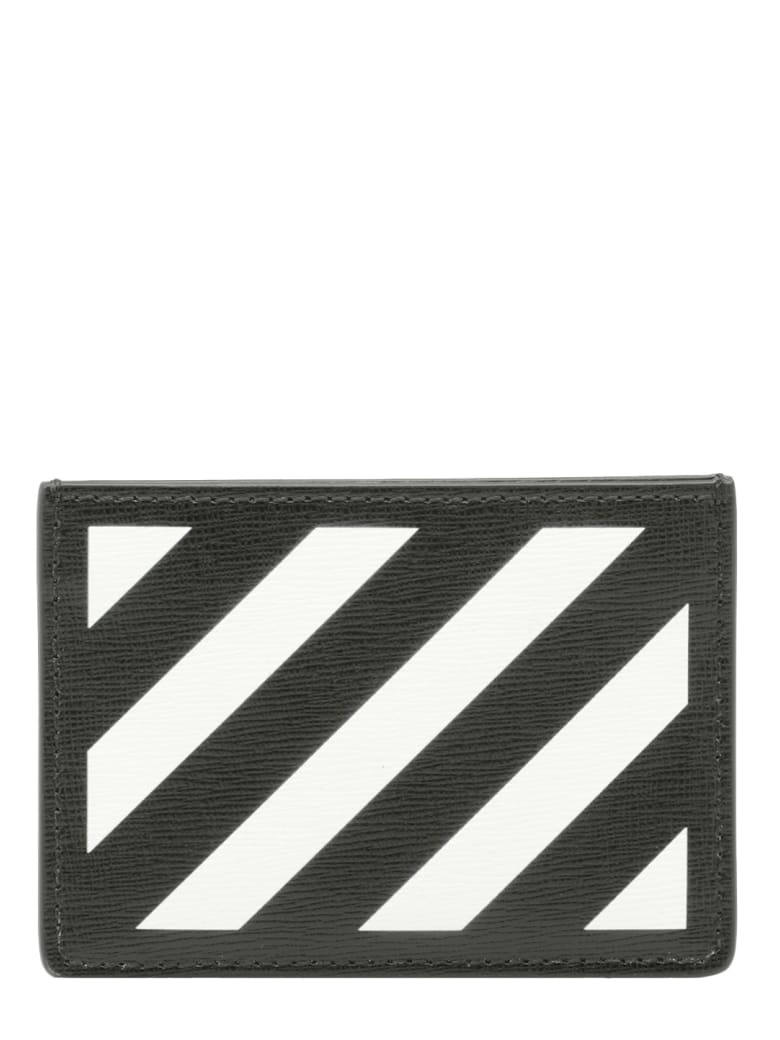Off-White Diag Leather Card Holder - BLACK WHITE