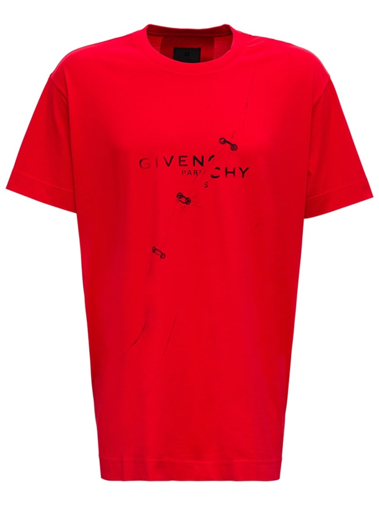 Givenchy Red Jersey T-shirt With Logo - Red