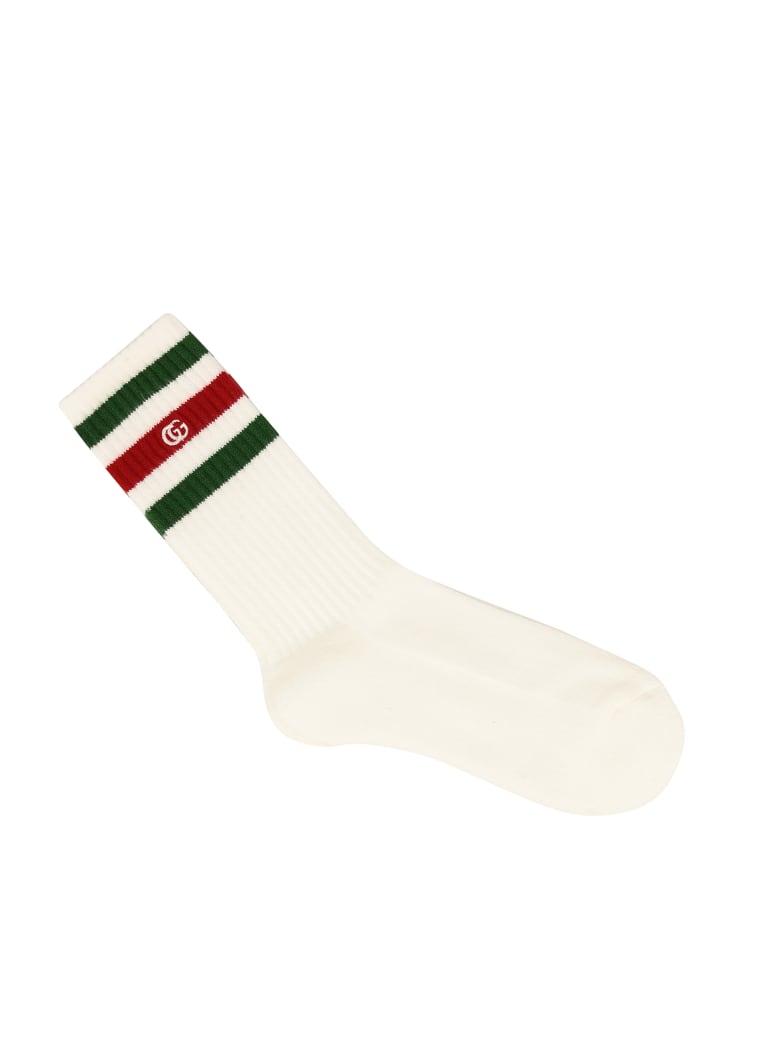 Gucci Stretch Cotton Socks - (white/dark Green)