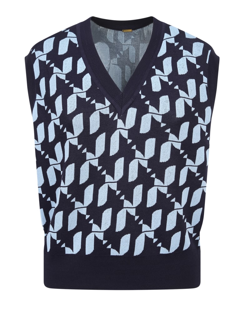 Dodo Bar Or Gilet Maglia Collo V Blu - Blue