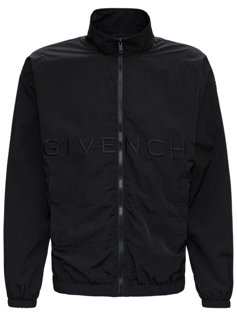 Givenchy Black Nylon Windbreaker With Logo - Black