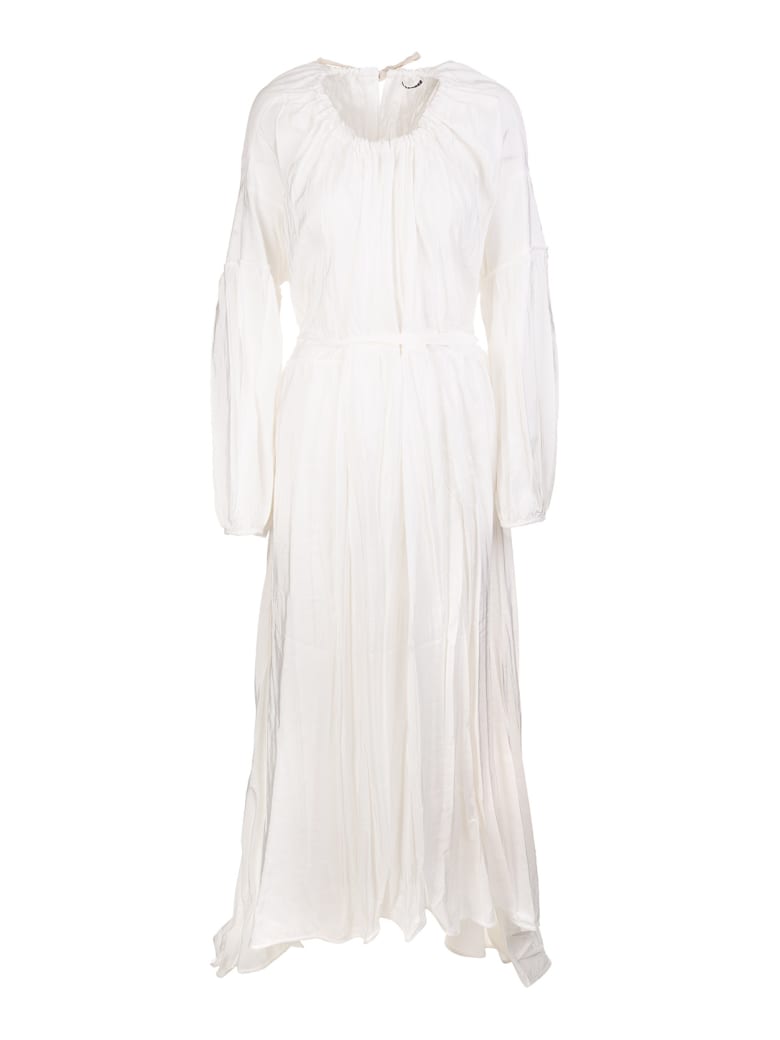 Jil Sander Woman White Long Dress In Twill - Blanc