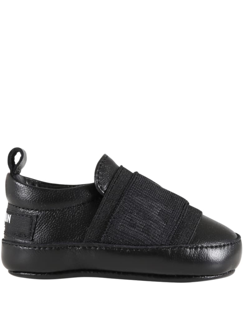 Balmain Black Sneakers For Babykids With White Logo - Black