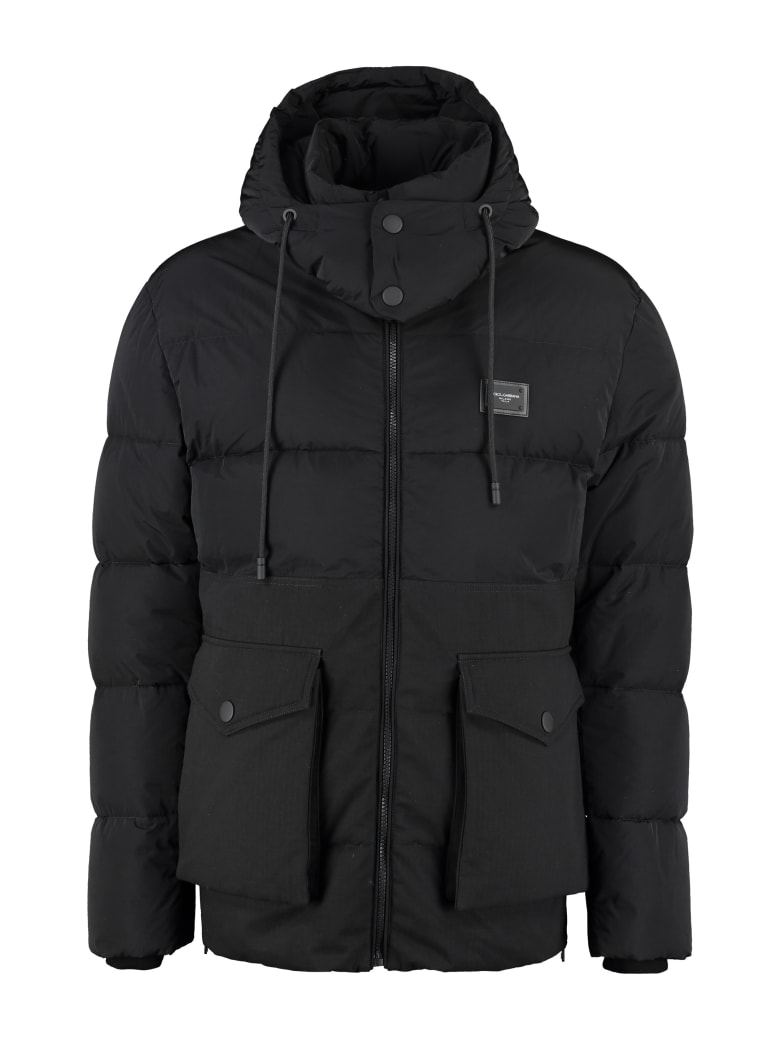 Dolce & Gabbana Hooded Full-zip Down Jacket - black