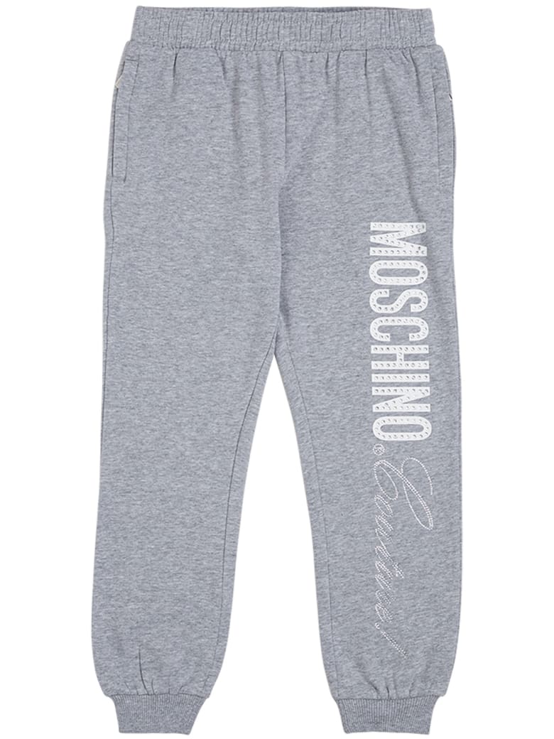 Moschino Grey Cotton Joggers With Logo Print - Grey
