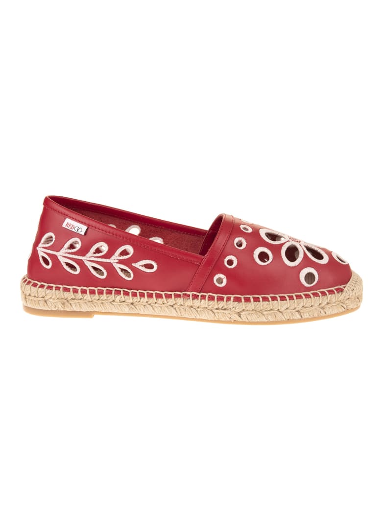RED Valentino Red Leather Espadrilles With Cut-out Detail - Cherry/latte