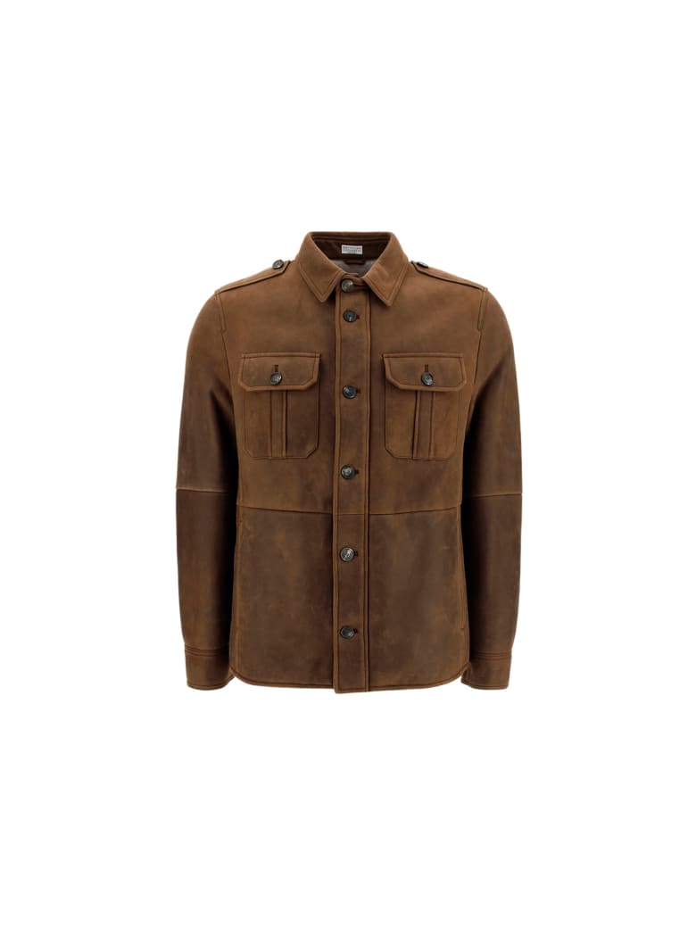 Brunello Cucinelli Shirt - Dark brown/sabbia
