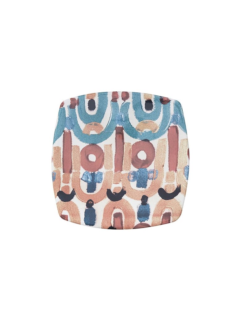 Le Botteghe su Gologone Plates Square Ceramic Colores 20,5x20,5 Cm - Red Fantasy