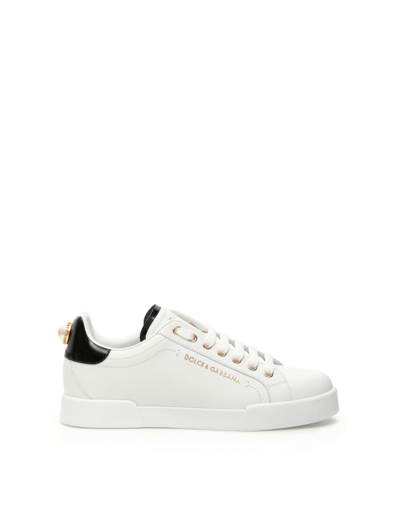Dolce & Gabbana Portofino Sneakers With Pearl - Bianco