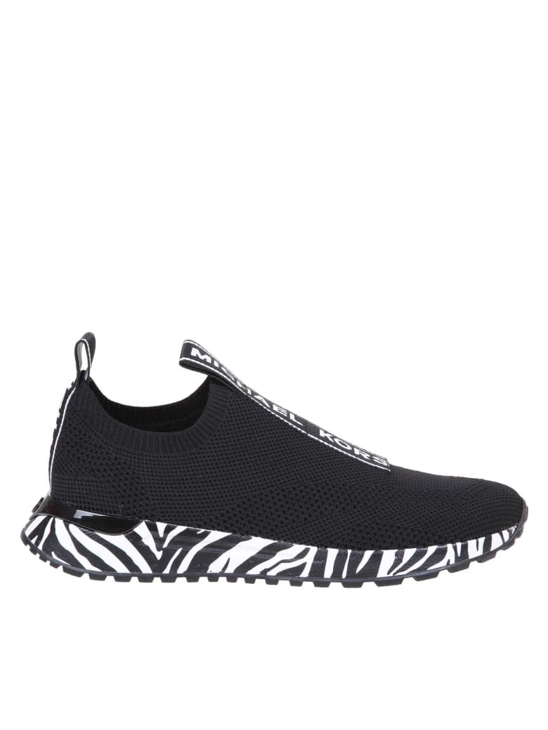 Michael Kors Slip On Bodies In Black Fabric - Black/White