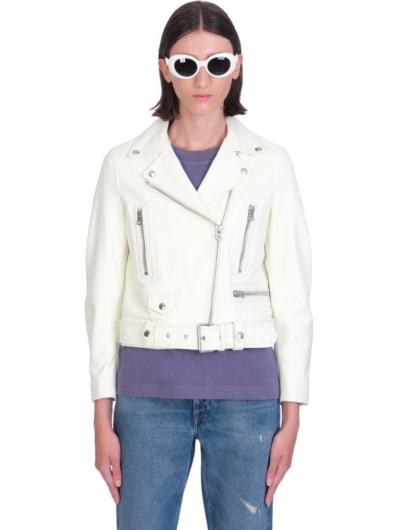 Acne Studios Mock Biker Jacket In Green Leather - green