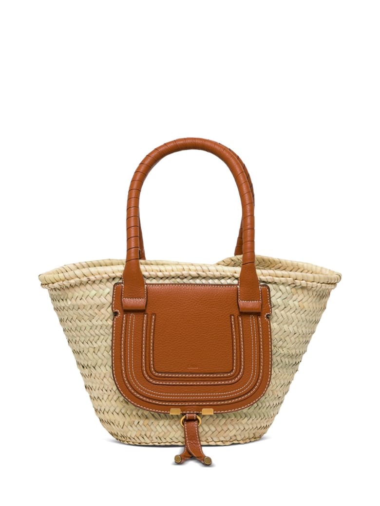 Chloé Top Andle Sotfcalf/softart + Raffia - M Tan