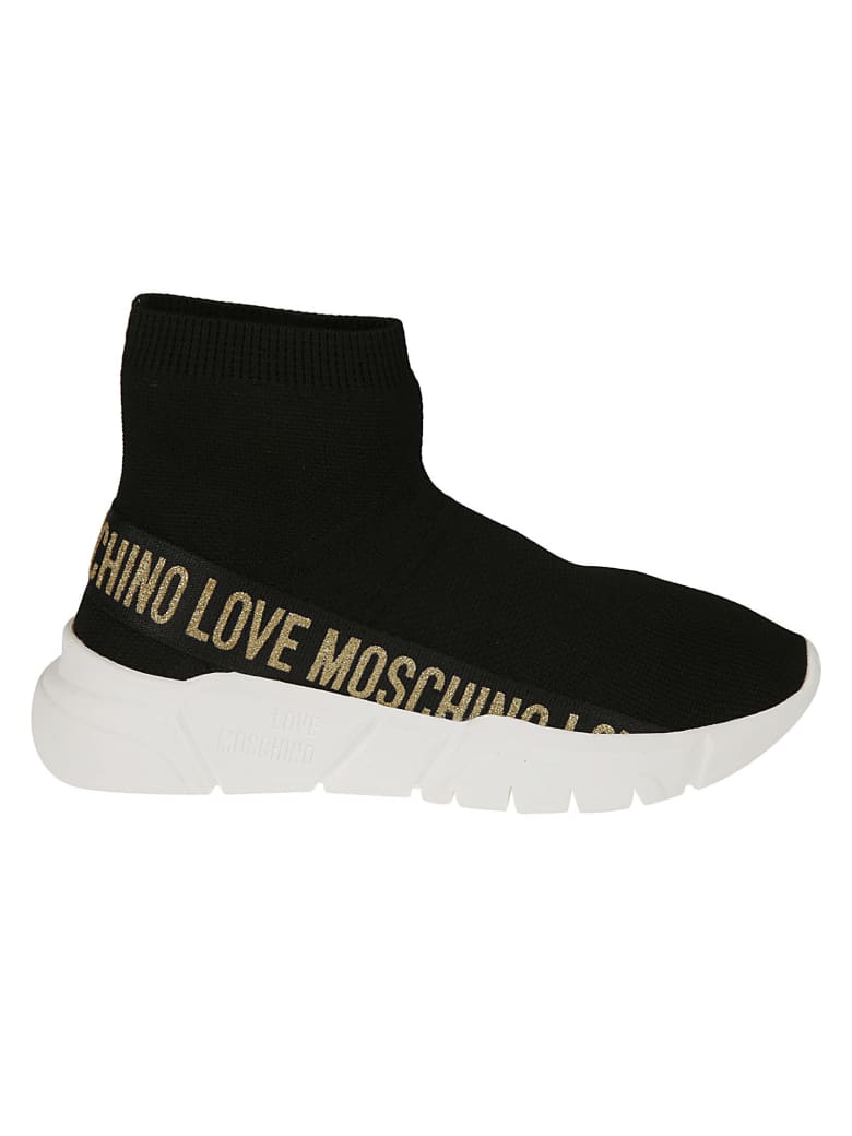 Love Moschino Glittery Logo Sock Sneakers | italist