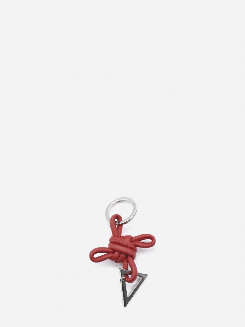 Bottega Veneta Leather And Metal Key Ring - Chili