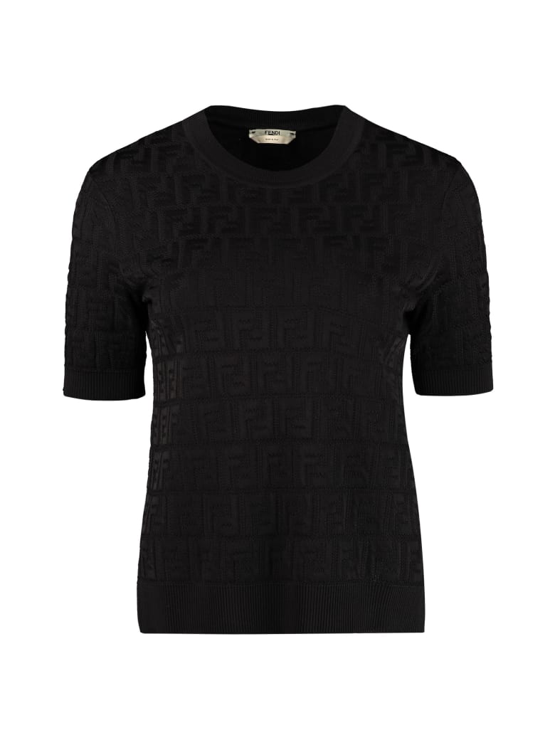 Fendi Jacquard Knit Top - black
