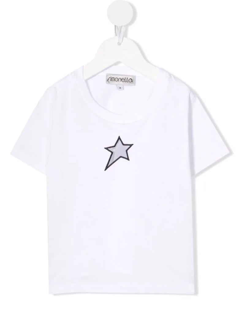 Simonetta Kids White T-shirt With Perforated Star - Bianco