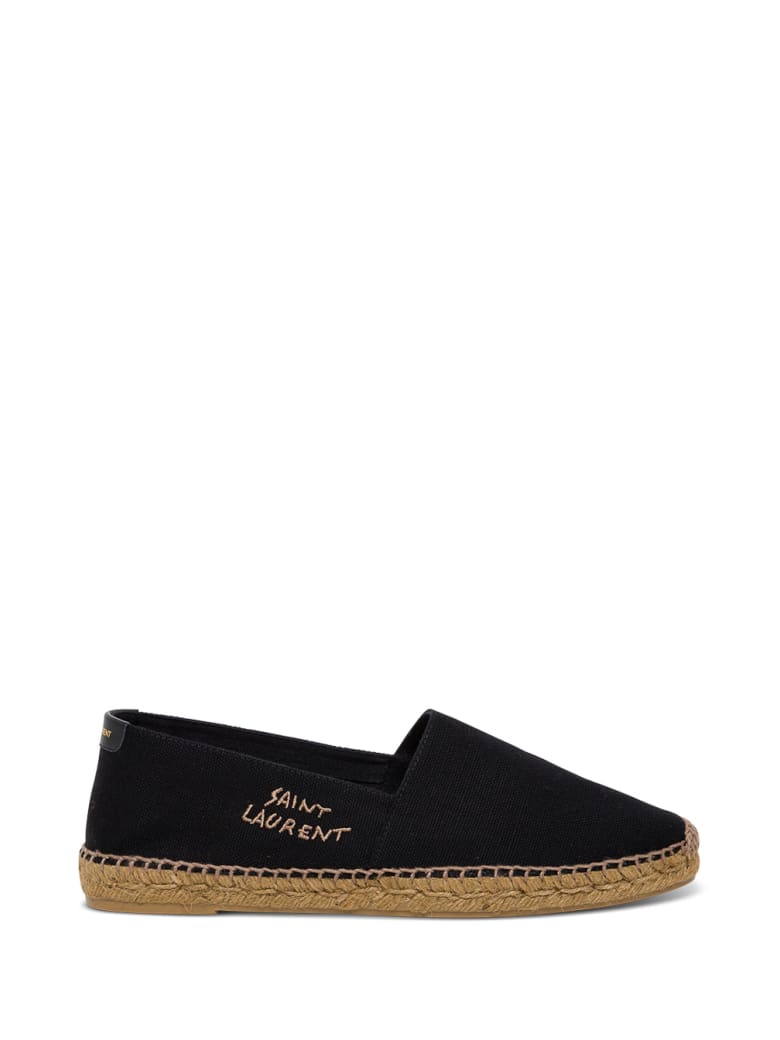 Saint Laurent Canvas Espadrilles With Side Logo - Black