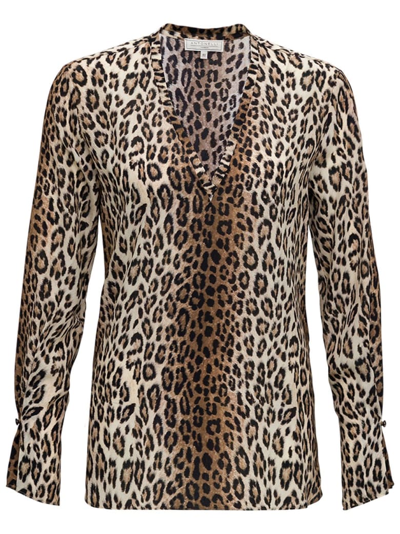 Antonelli Animalier Silk Blouse - Brown