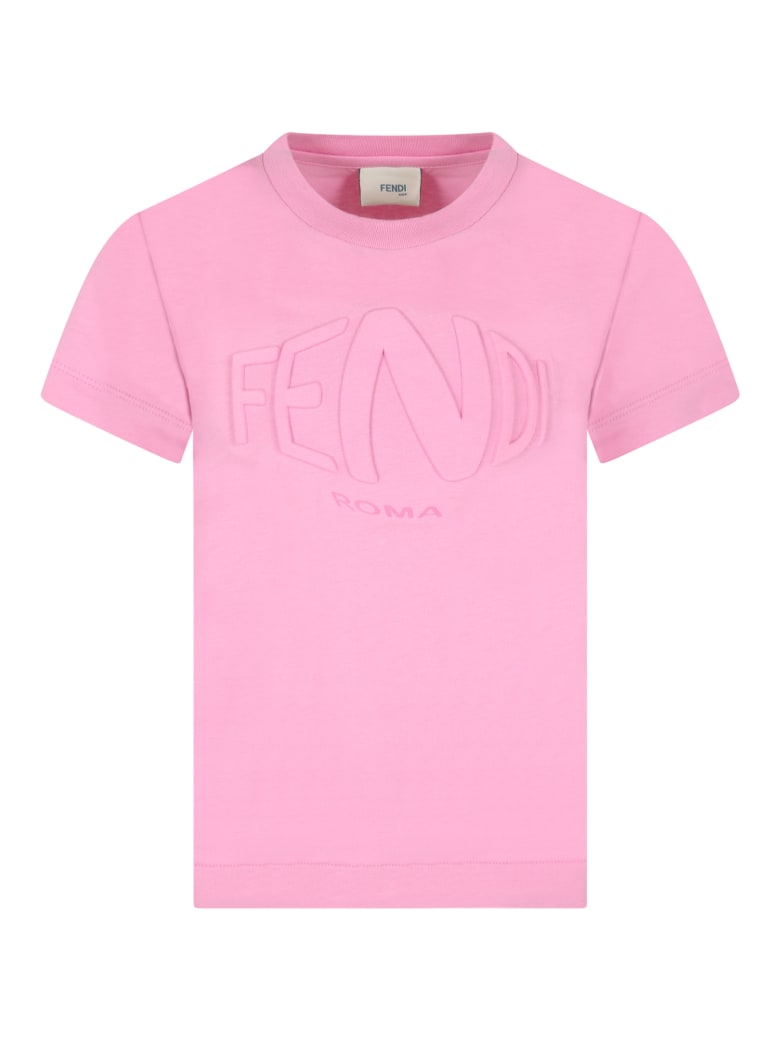 Fendi Pink T-shirt For Girl With Vertigo Logo - Fuchsia