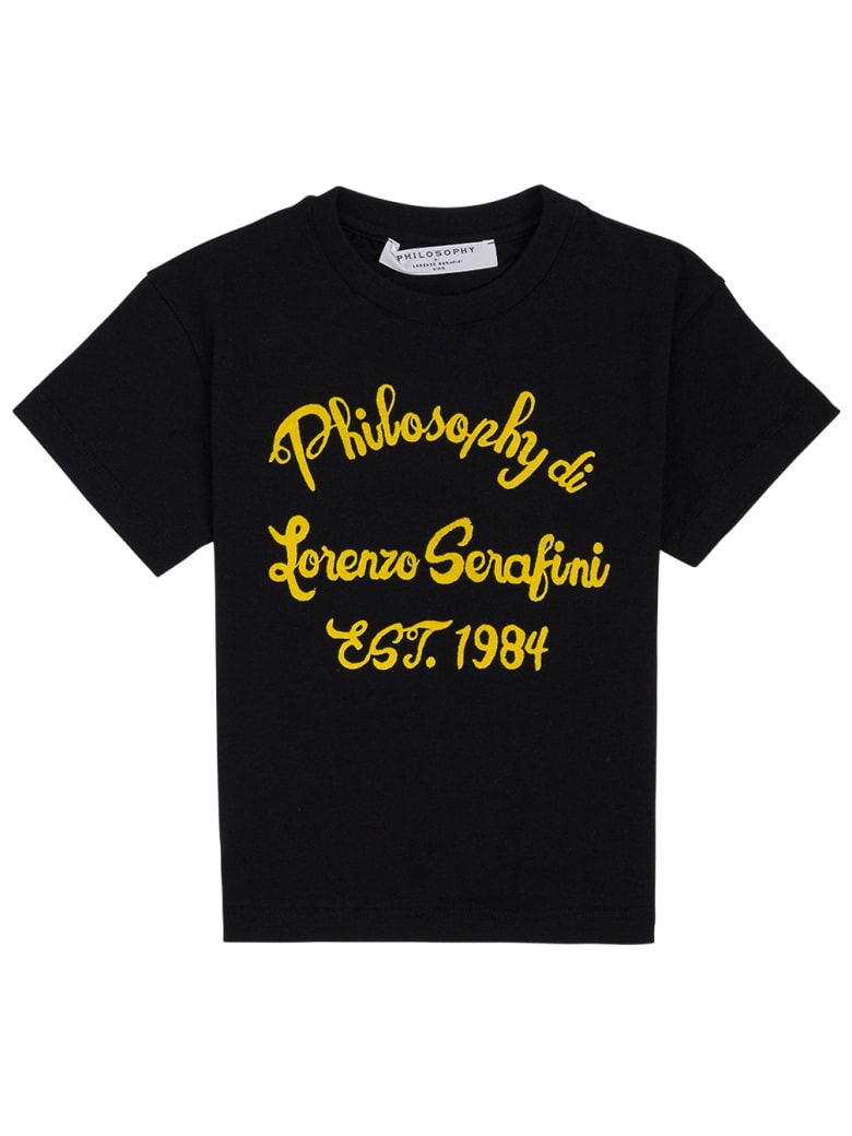 Philosophy di Lorenzo Serafini Kids Black Cotton T-shirt With Logo - Black