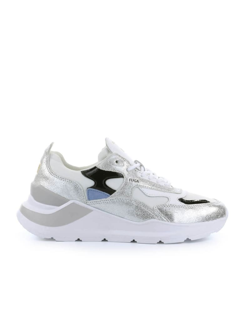 D.A.T.E. Fuga Reflex White Silver Sneaker - Silver/White