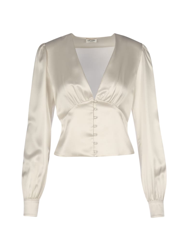 Saint Laurent Blouse Voile De Coton - Craie