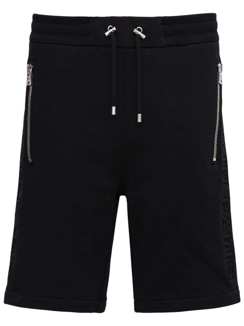 Balmain Jersey Bermuda Shorts With Logo - Black