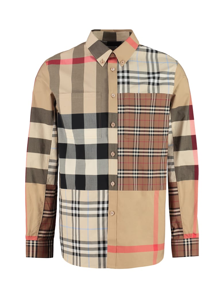 Burberry Checked Poplin Shirt - brown