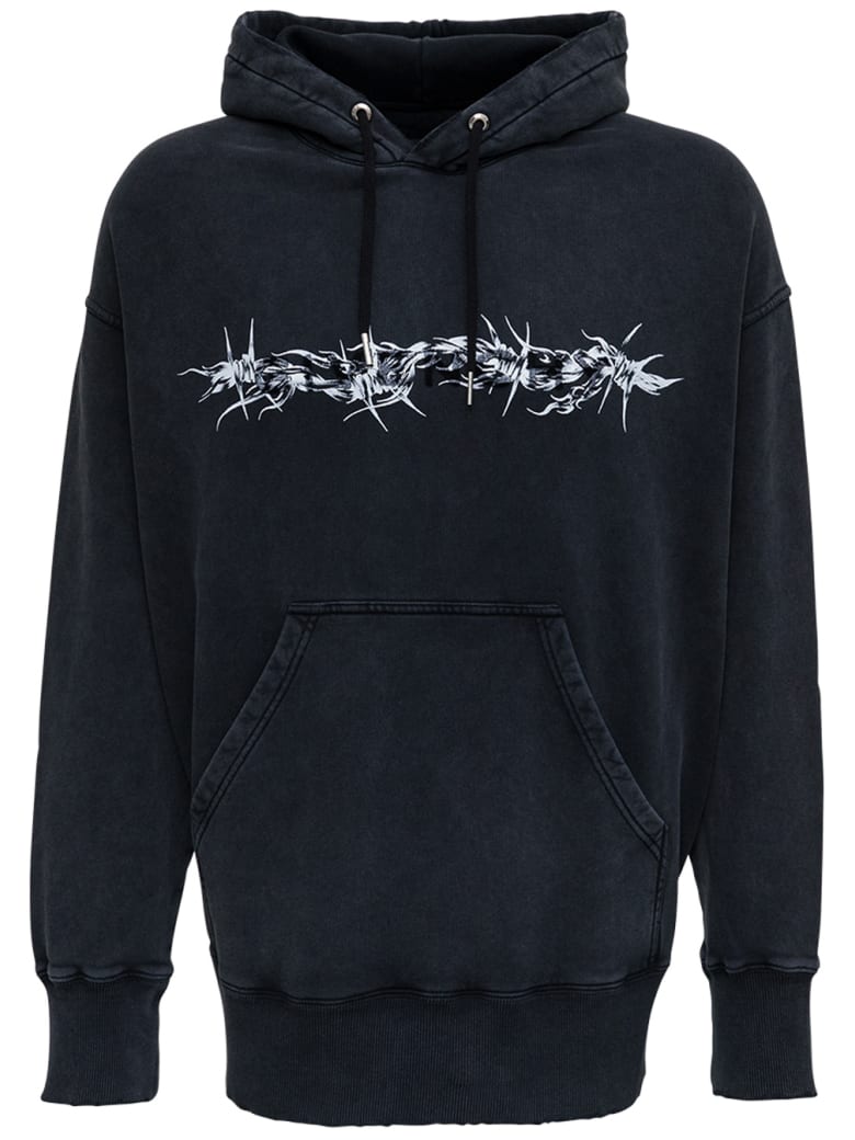 Givenchy Black Oversize Jersey Hoodie With Print - Black