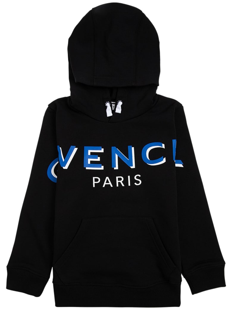 Givenchy Black Cotton Hoodie With Logo Print - Black