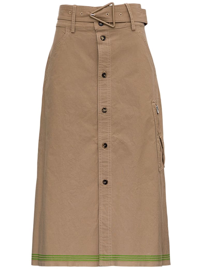 Bottega Veneta Beige Cotton Skirt With Belt - Beige