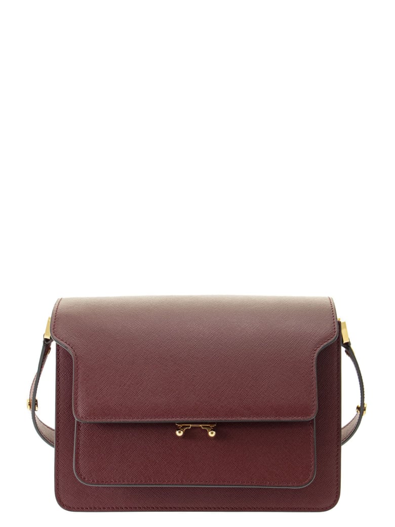 Marni Trunk Bag In Mono-coloured Saffiano Calfskin - Ruby