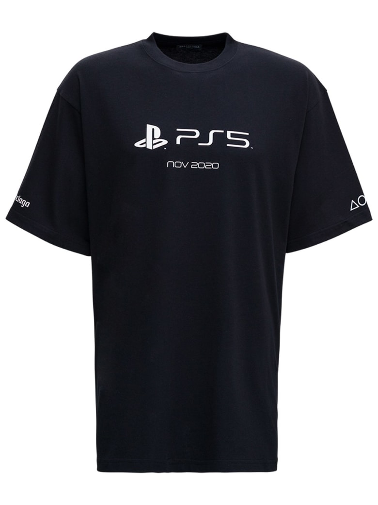 Balenciaga Cotton T-shirt With Playstation Boxy Print - Black