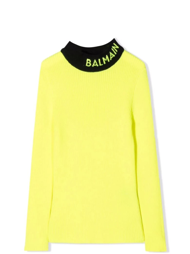 Balmain Two-tone Ribbed Sweater - Yellow