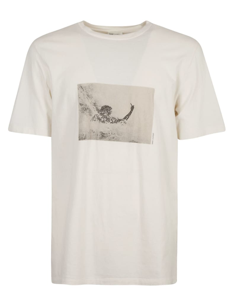 Saint Laurent Graphic Photo Print T-shirt - Ecru/Sepia