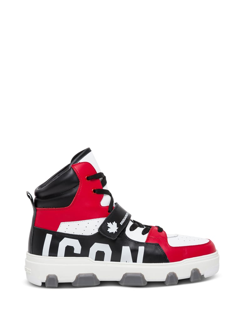 Dsquared2 Icon Color Block High Leather Sneakers - Red