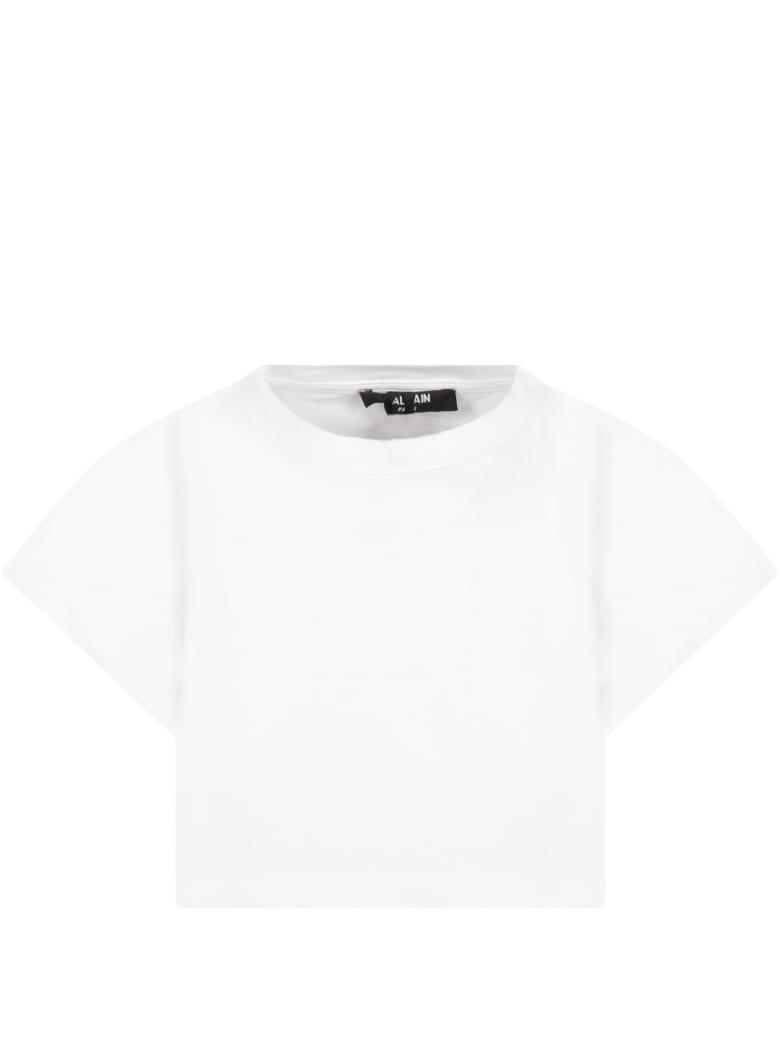 Balmain White T-shirt For Girl With Yellow Logo - White