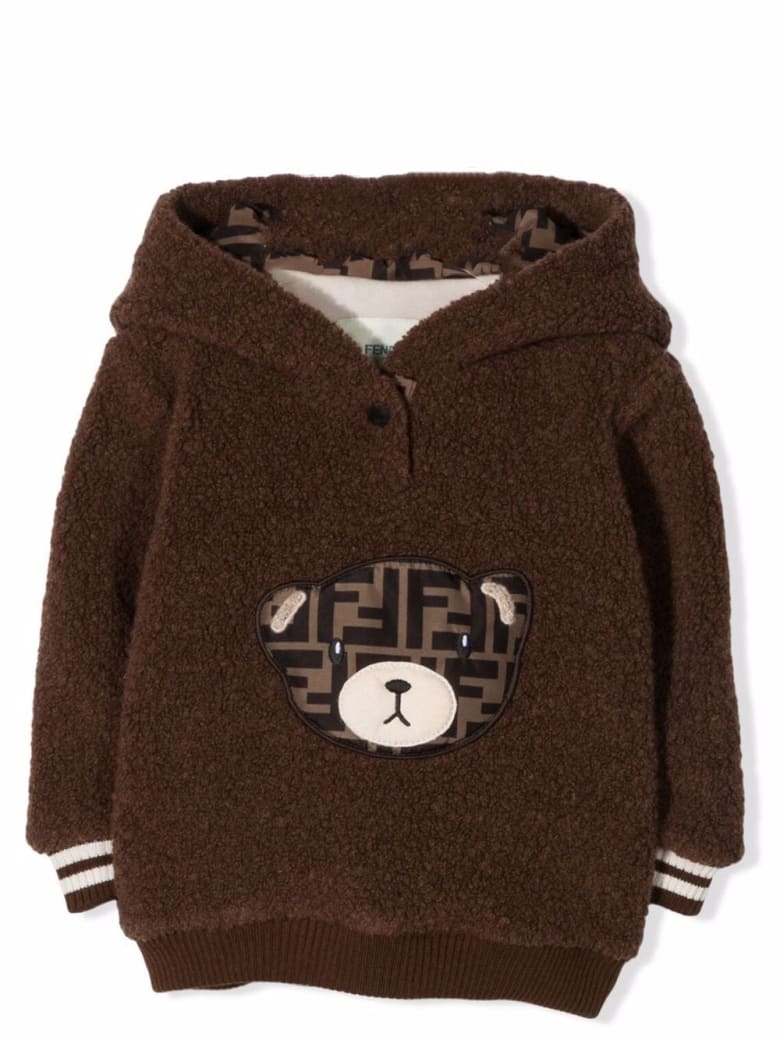 Fendi Sweatshirt With Ff Teddy Logo - Brown