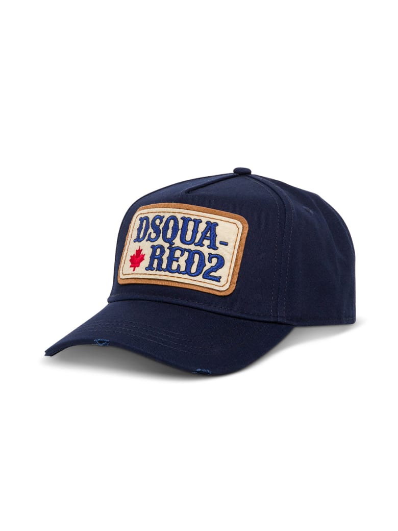 Dsquared2 Blue Cotton Hat With Logo Patch - Blu