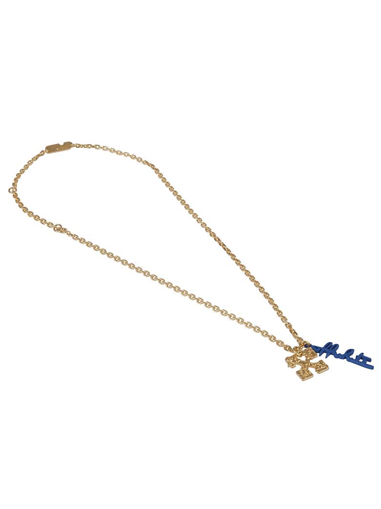 Off-White Leaves Arrow Necklace - Gold/Blue