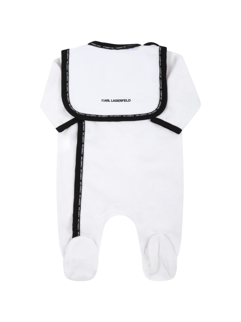 Karl Lagerfeld Kids White Set For Baby Boy With Black Logo - White