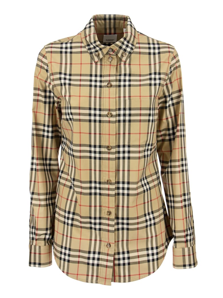 Burberry Lapwing - Button-down Collar Vintage Check Stretch Cotton ...